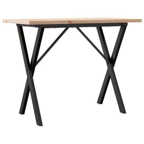Spisebord 100 x 50 x 75,5 cm med X-stel i massivt fyrretræ og stål