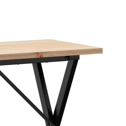 Spisebord 100 x 50 x 75,5 cm med X-stel i massivt fyrretræ og stål