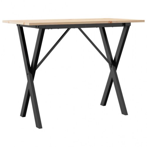 Spisebord med X-stel i massivt fyrretræ og stål - 100 x 50 x 75 cm