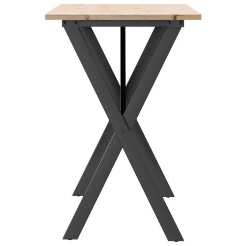 Spisebord med X-stel i massivt fyrretræ og stål - 100 x 50 x 75 cm
