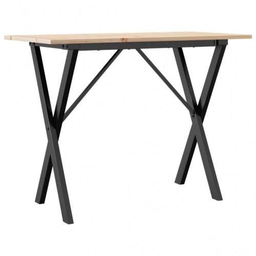 Spisebord med X-stel i massivt fyrretræ og stål - 100 x 50 x 75 cm