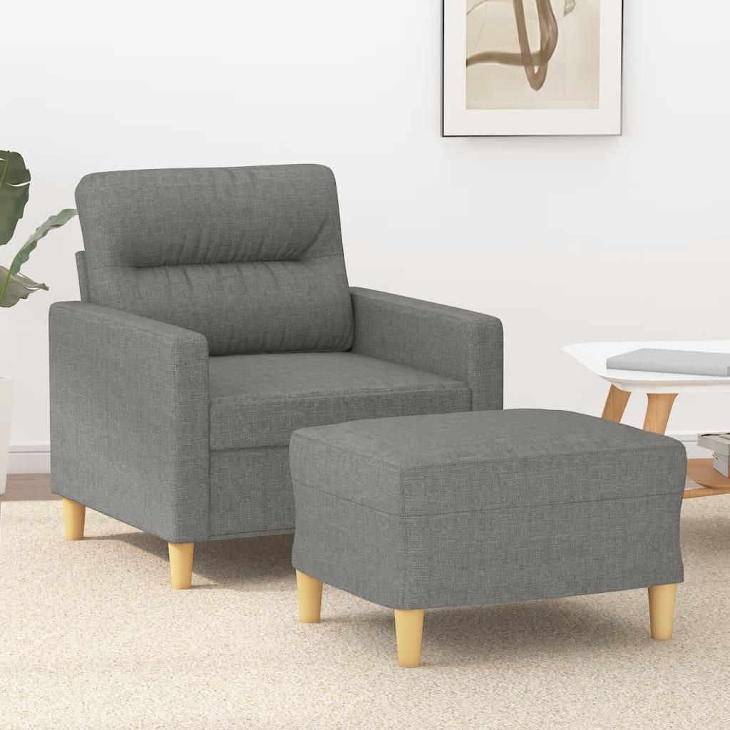 Sofastol med fodskammel 60 cm stof Mørkegrå