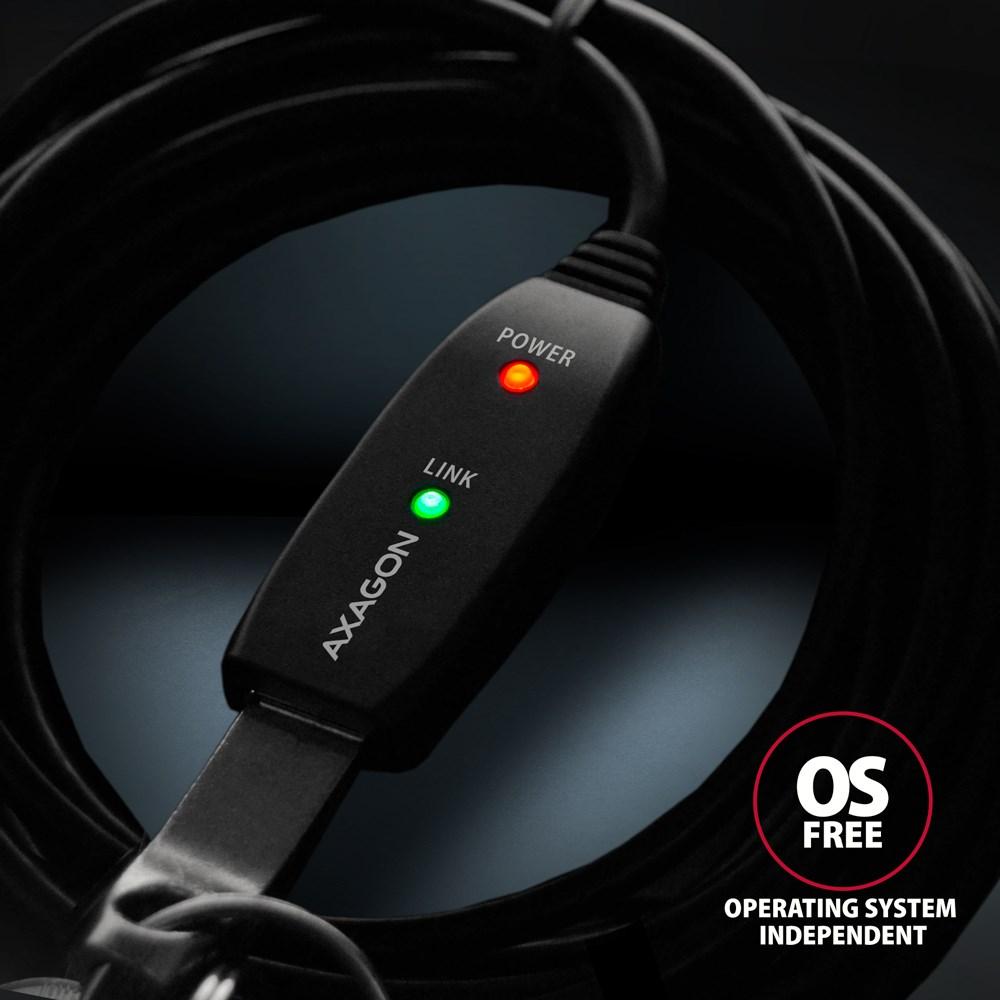 AXAGON ADR-310 USB 3.2 Gen 1 aktiv USB-forlængerkabel 10 m (A han til A hun) billede