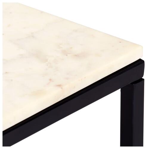Sofabord 60x60x35 cm ægte sten med marmortekstur hvid