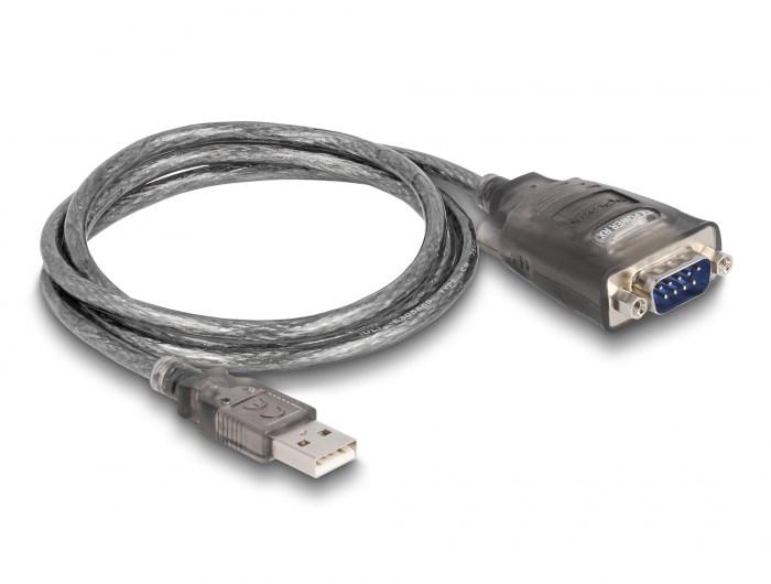 DeLOCK USB 2.0 til RS-232 (DB9 han) adapterkabel - 1 m, med 3 LED billede
