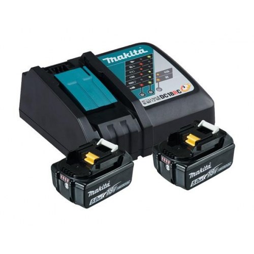 Makita sæt med lader og 2 x 18 V 5,0 Ah batterier - Li-Ion