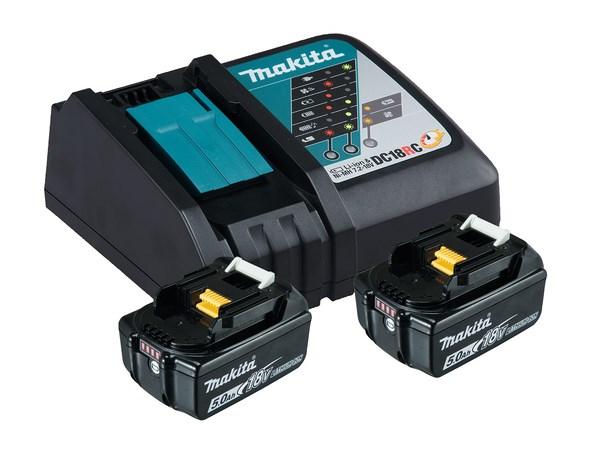 Makita sæt med lader og 2 x 18 V 5,0 Ah batterier - Li-Ion