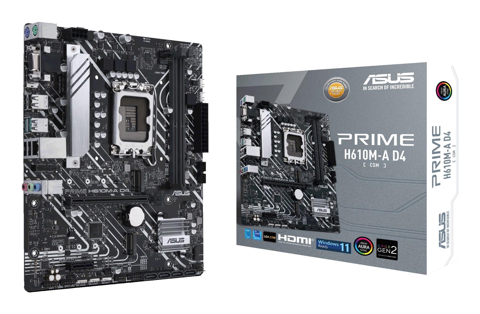 ASUS Prime H610M-A D4-CSM bundkort - Intel H610, LGA 1700, micro ATX