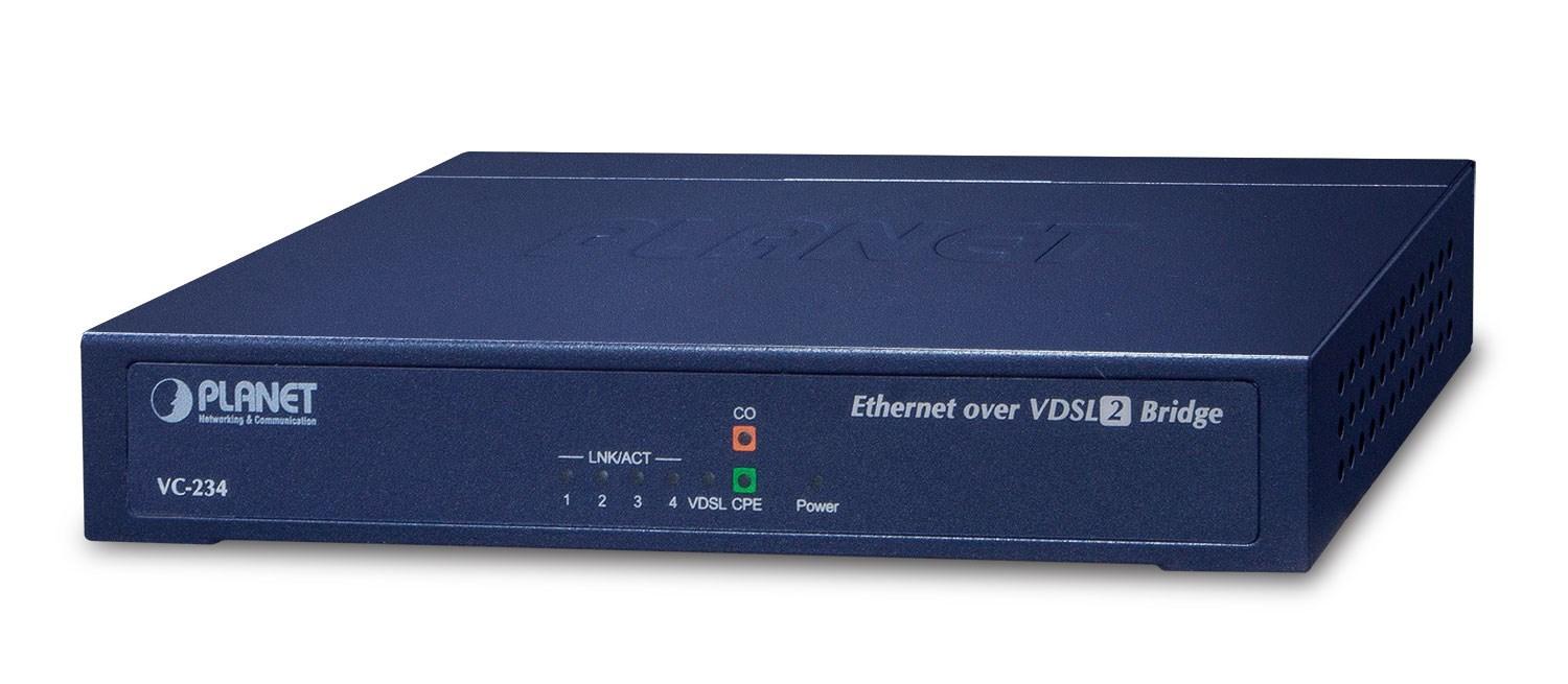 Planet VC-234 Ethernet over VDSL2 bridge - Blå, rackmonterbar 1U