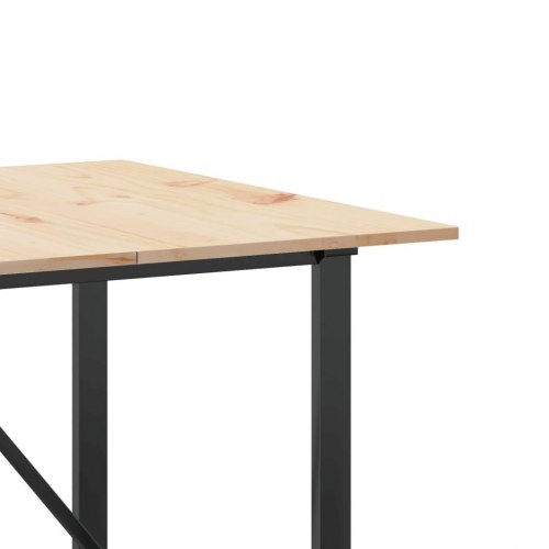 Spisebord 200 x 100 x 75 cm med O-stel i massivt fyrretræ og stål