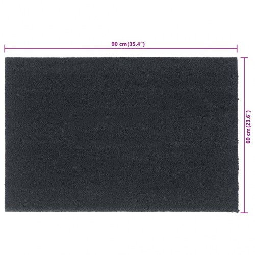 Dørmåtte i coir 60 × 90 cm - mørkegrå, tuftet med skridsikker PVC-bagside