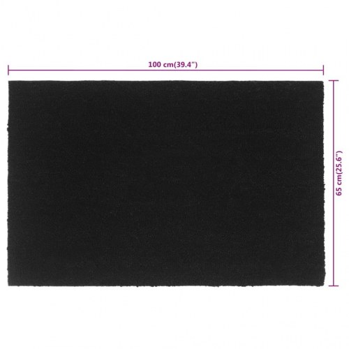 Dørmåtte 65×100 cm - tuftet coir, sort med skridsikker PVC