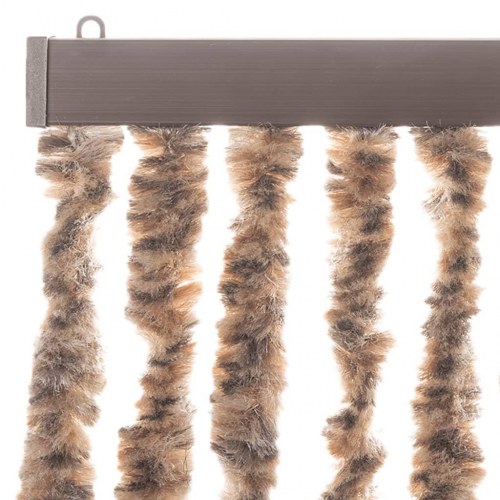 Flueforhæng 118×220 cm i chenille - beige/mørkebrun