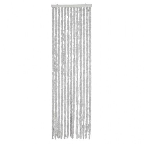 Flueforhæng 56 × 200 cm i chenille - grå dørgardin mod insekter