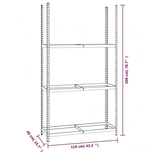 Dækreoler - 3 stk. med 3 hylder, 110 × 40 × 200 cm, stål, sølvfarvet