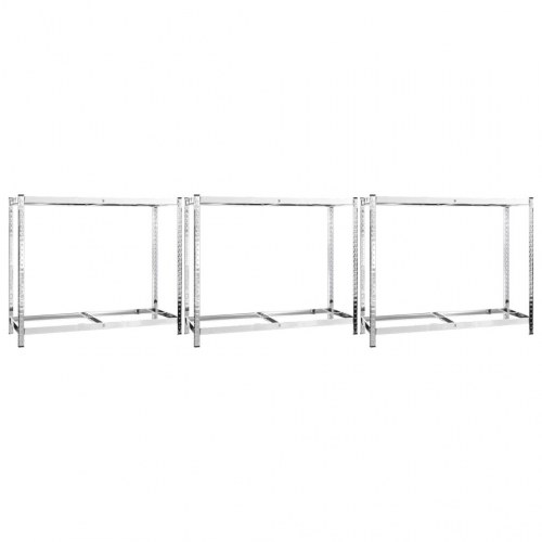 Dækreoler 3 stk. - 2 hylder 110×40×110 cm, galvaniseret stål, sølvfarvet