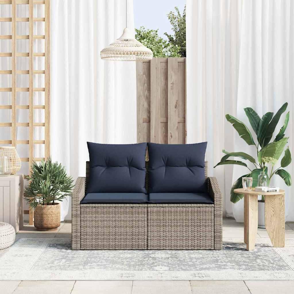 Havemøbelsofa i grå polyrattan - 2-personers, 123 × 62 × 69 cm
