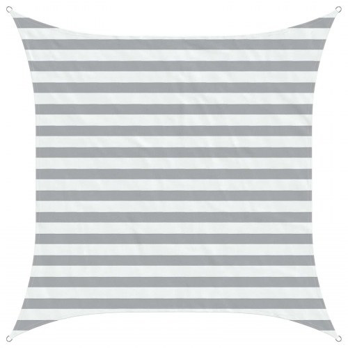 Solsejl 2 x 2 m - lys grå/hvid stribet, 100% polyester oxford