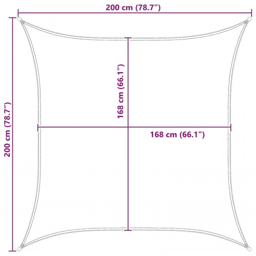 Solsejl 2 x 2 m - lys grå/hvid stribet, 100% polyester oxford