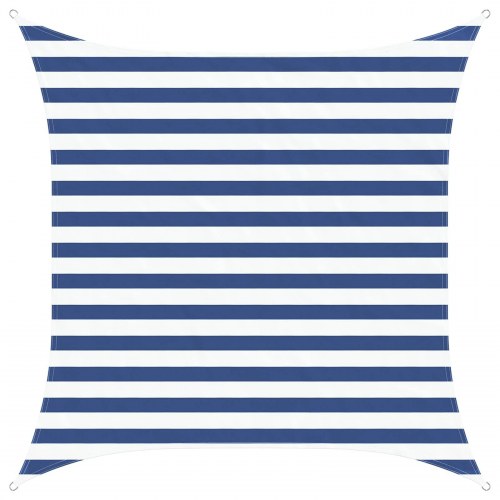 Solsejl 2 x 2 m - blå/hvid stribet, 100% polyester oxford