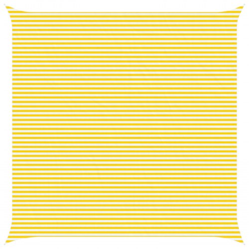 Solsejl 7 x 7 m - gul/hvid stribet, 100% polyester oxford