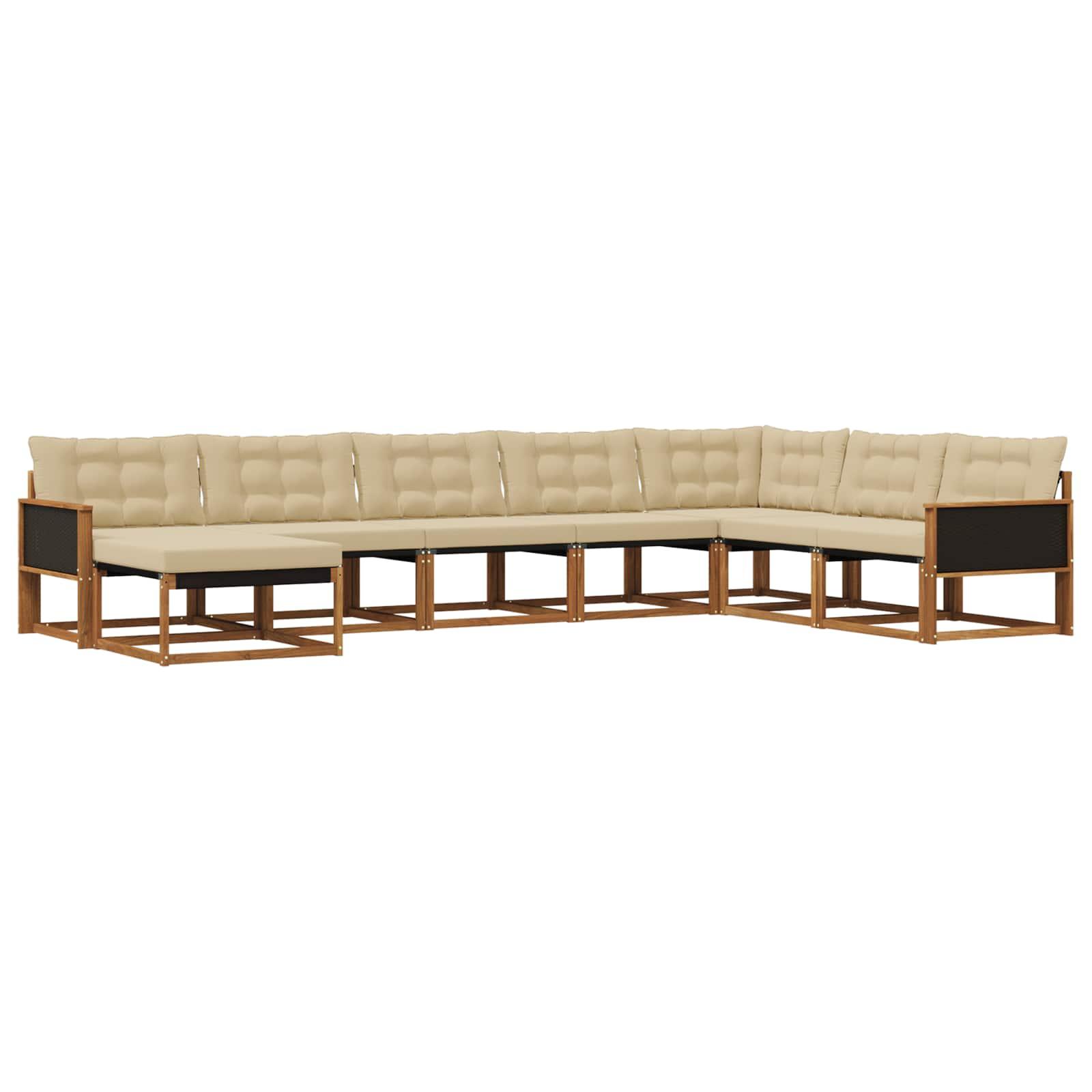 Udendørs sofagruppe i akacietræ - 8 dele, naturlig/beige