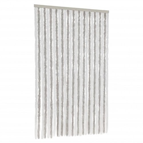 Flueforhæng 118×220 cm i chenille - lysegrå/hvid