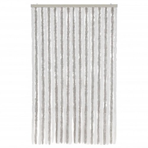 Flueforhæng 118×220 cm i chenille - lysegrå/hvid