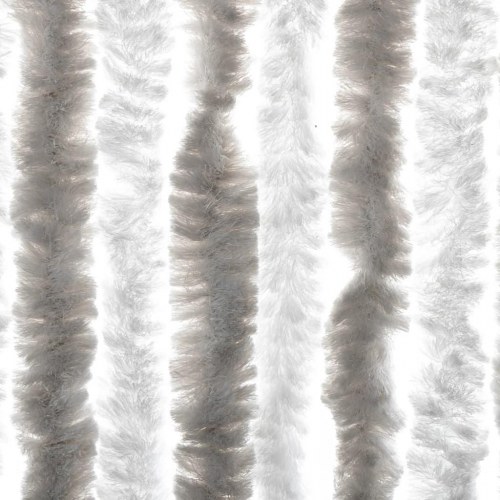 Flueforhæng 118×220 cm i chenille - lysegrå/hvid