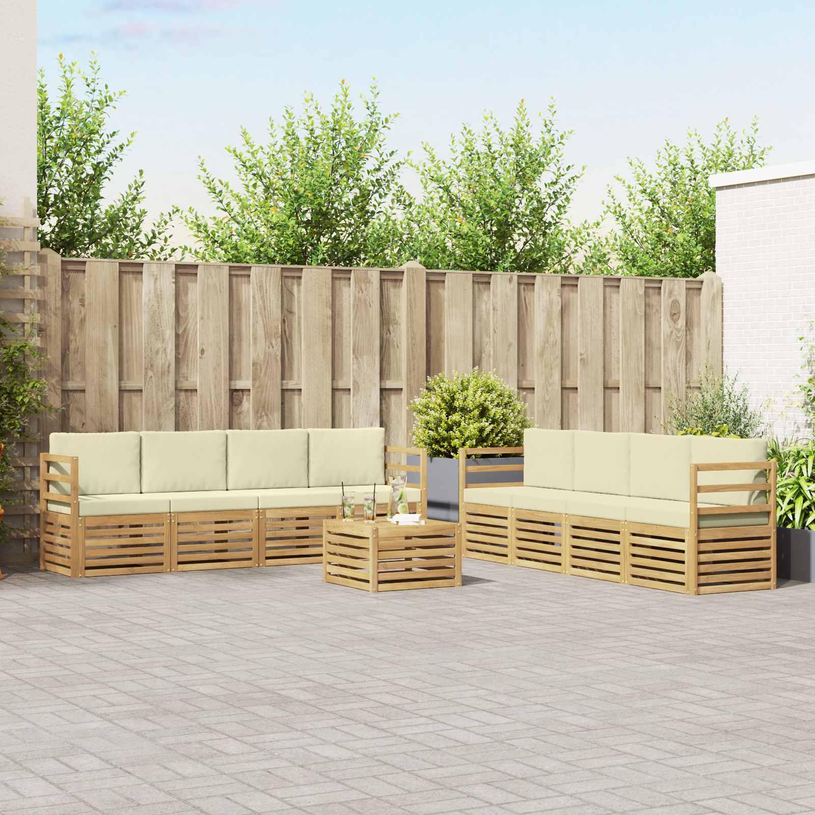 Udendørs sofasæt i massivt akacietræ - modulært loungesæt til terrasse og have