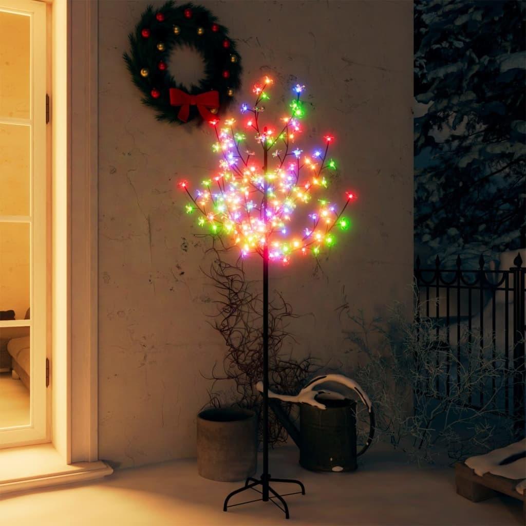 Juletræ 150 cm 120 LED'er kirsebærblomst flerfarvet lys