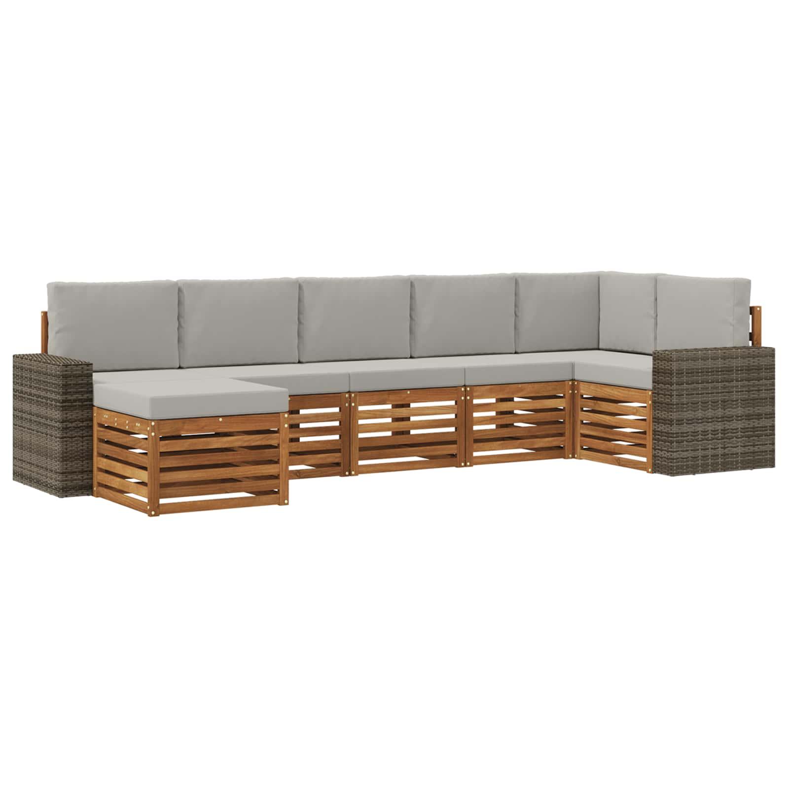 Sektionalsofa sÃ¦t med pude 7 stk Naturfarvet og lysegrÃ¥