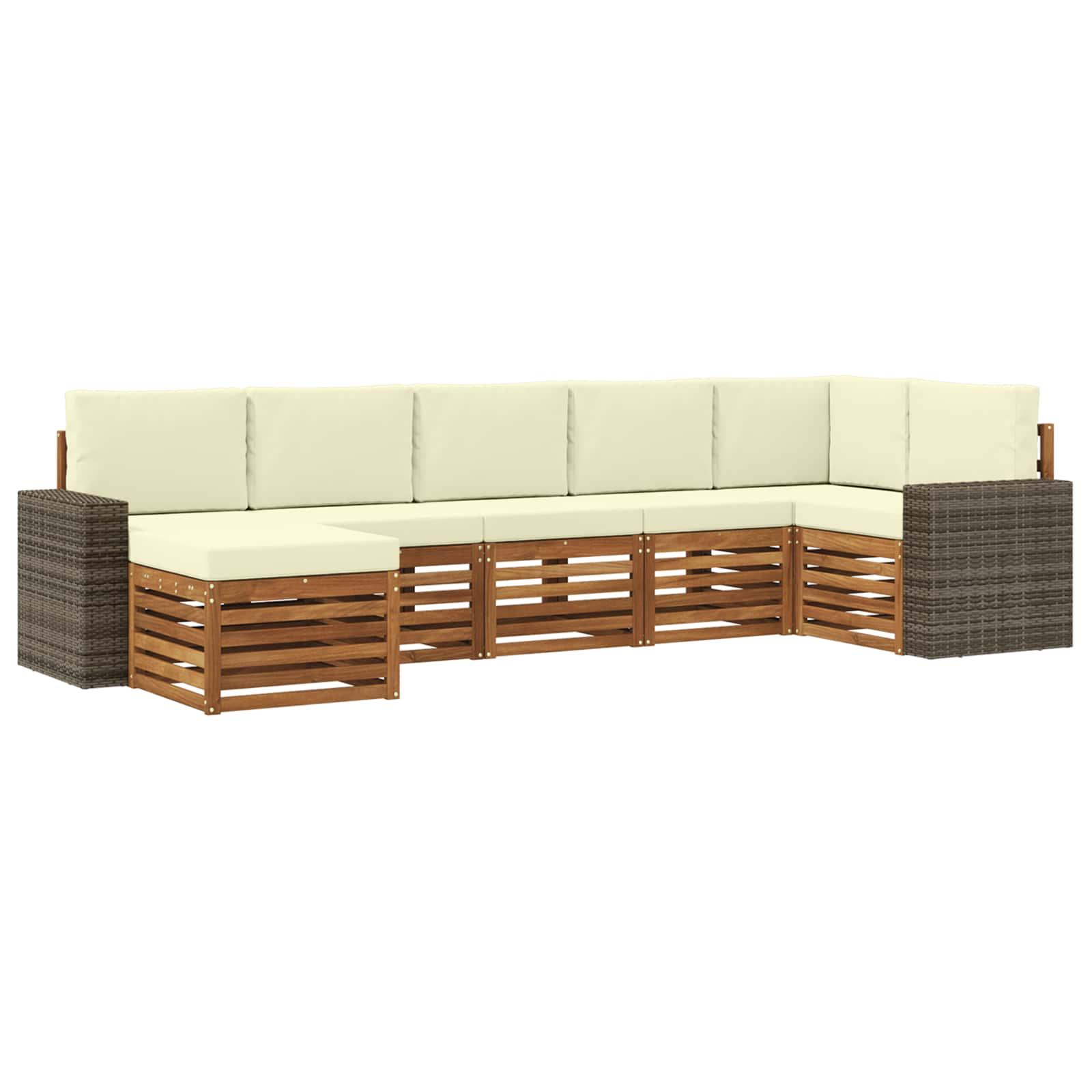 Sektionalsofa sÃ¦t med pude 7 stk Naturlig og FlÃ¸de
