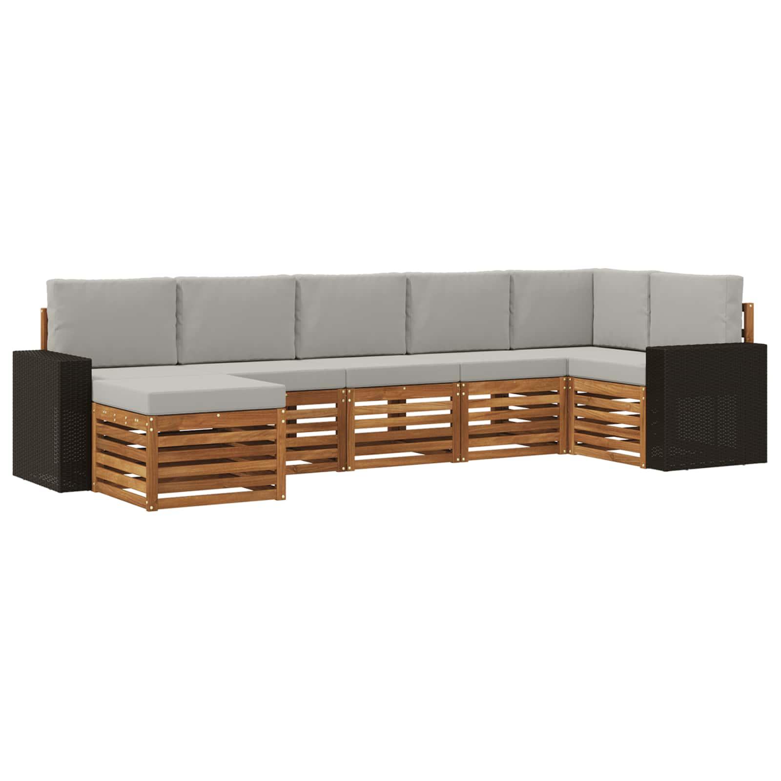 Sektionalsofa sÃ¦t med pude 7 stk Naturfarvet og lysegrÃ¥