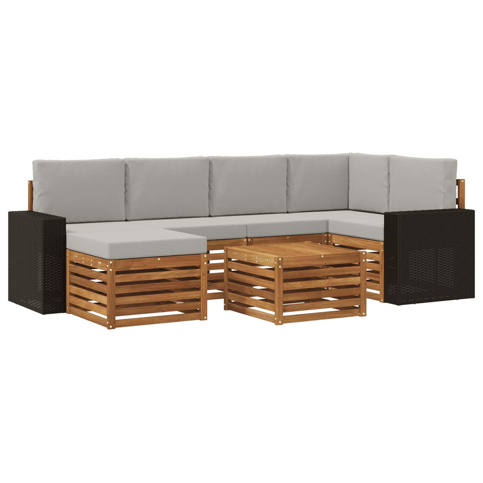 Sektionalsofa sÃ¦t med pude 7 stk Naturfarvet og lysegrÃ¥