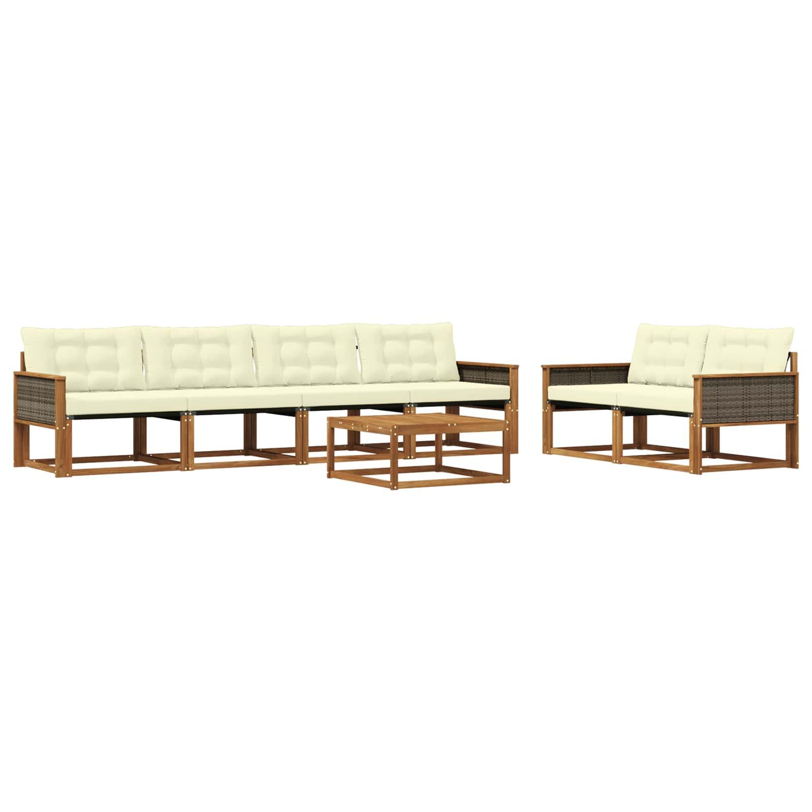 UdendÃ¸rs sofagruppe med pude 7 stk Naturlig og FlÃ¸de