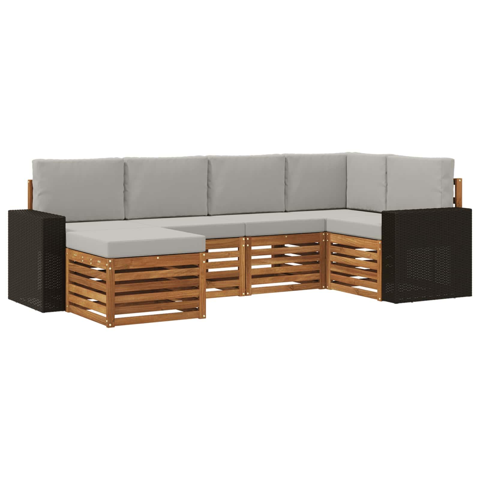 Sektionalsofa sÃ¦t med pude 6 stk Naturfarvet og lysegrÃ¥