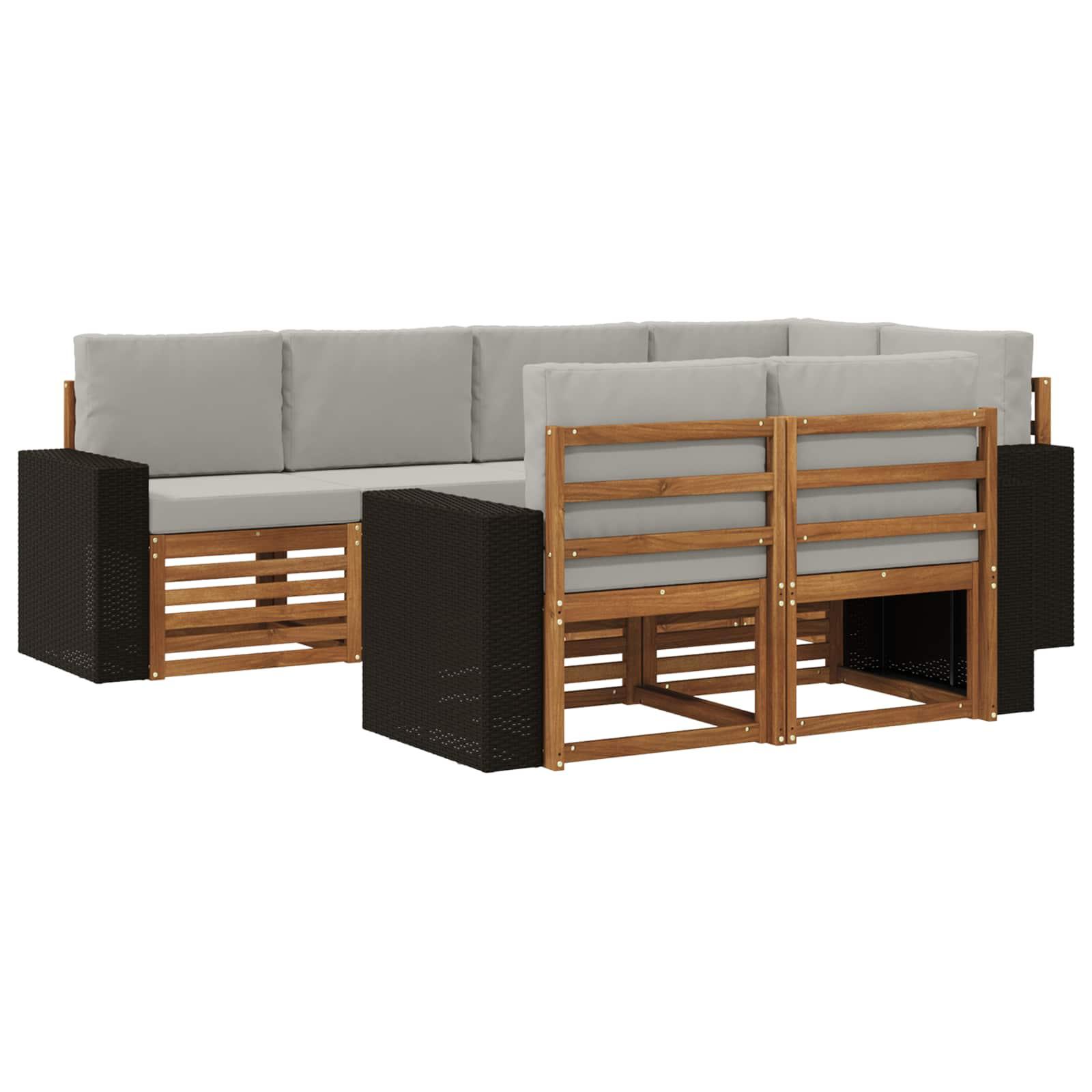 Sektionalsofa sæt med pude 7 stk Naturfarvet og lysegrå