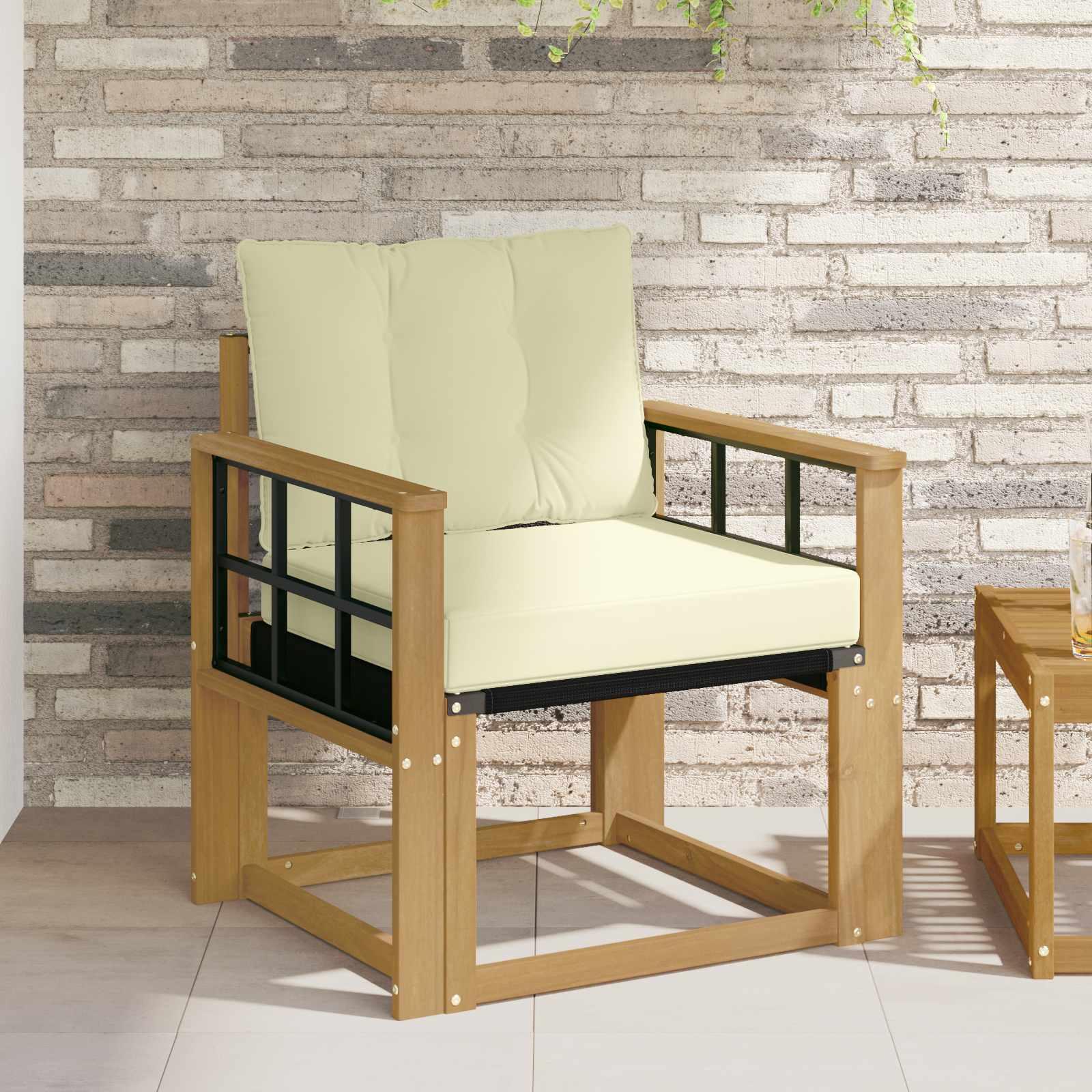 Udendørs sofa Massiv akacietræ og Textilene Hvid