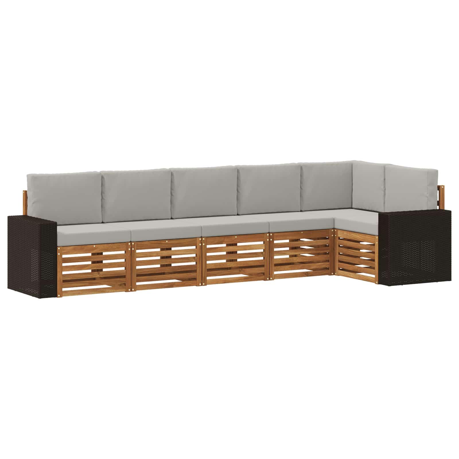 Sektionalsofa sæt med pude 6 stk Naturfarvet og lysegrå