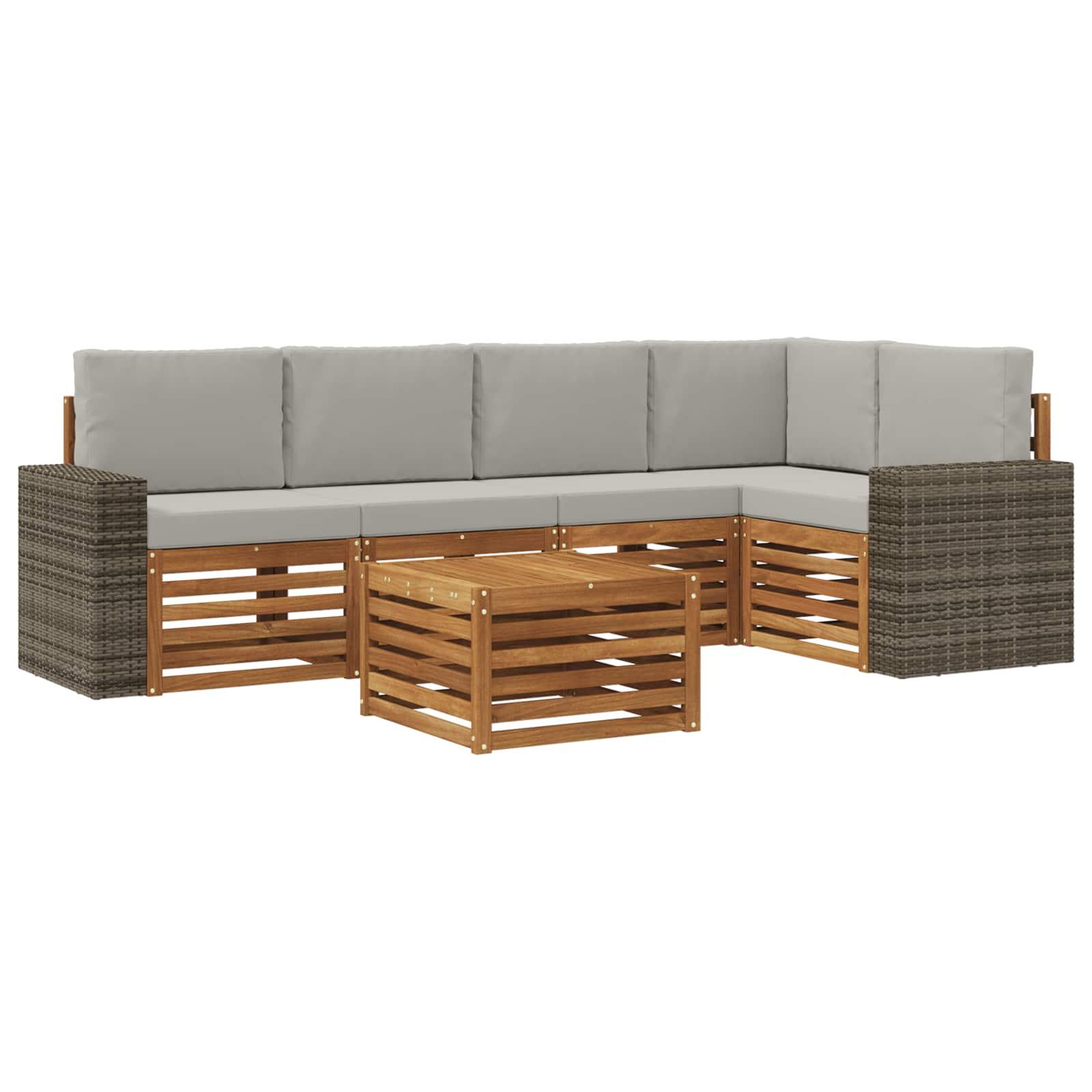 Sektionalsofa sæt med pude 6 stk Naturfarvet og lysegrå