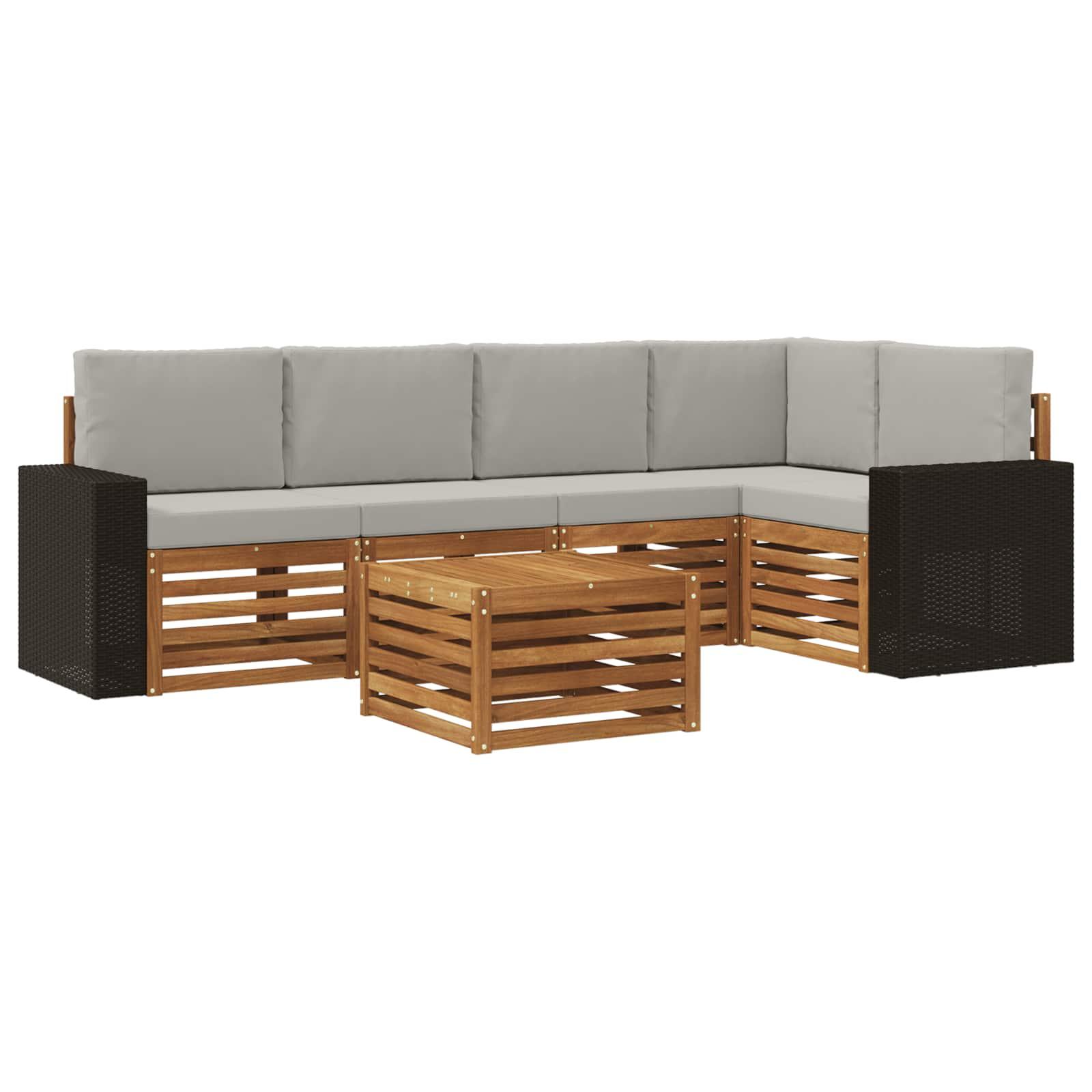 Sektionalsofa sæt med pude 6 stk Naturfarvet og lysegrå
