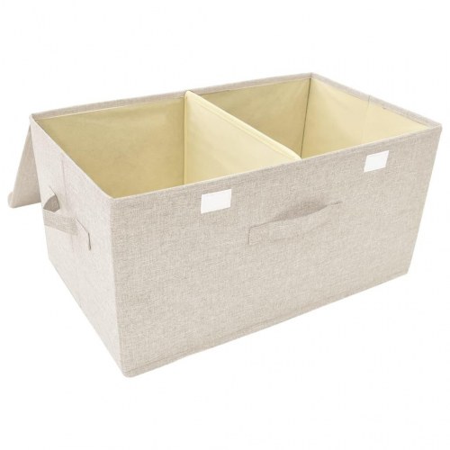 Opbevaringskasse i stof 50 x 30 x 25 cm - cremefarvet