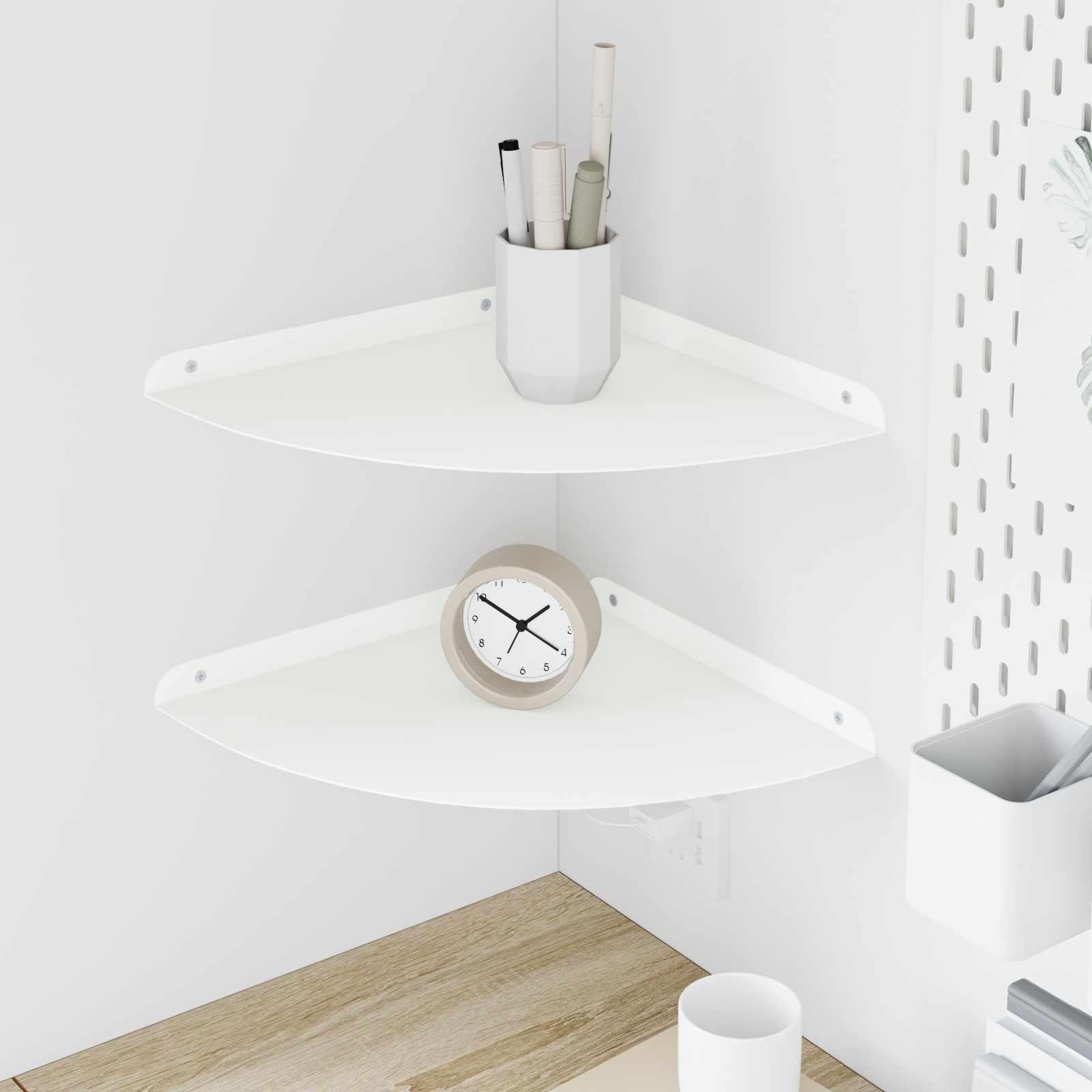 Svævende hylde med hylde 2 stk Hvid 30 x 30 x 2 cm
