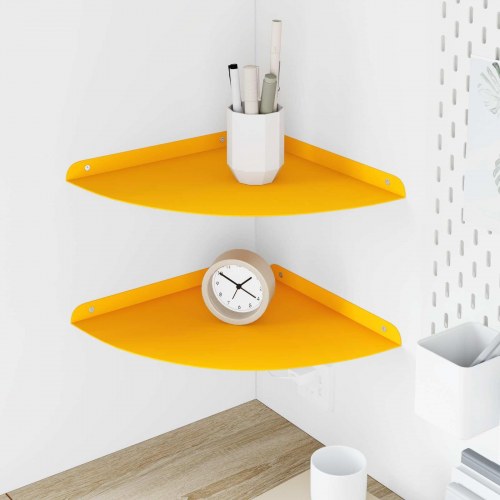 Svævende hylde med hylde 2 stk Sennepsgul 30 x 30 x 2 cm