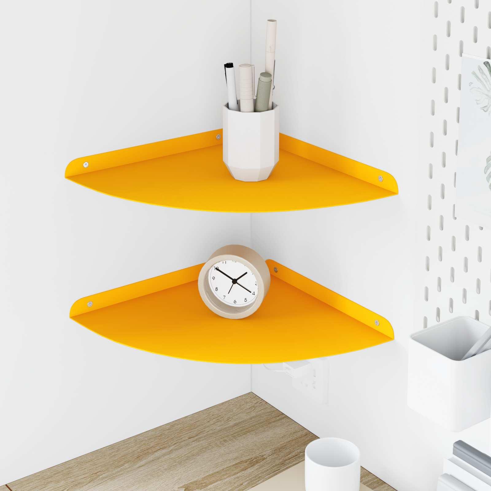 Svævende hylde med hylde 2 stk Sennepsgul 30 x 30 x 2 cm