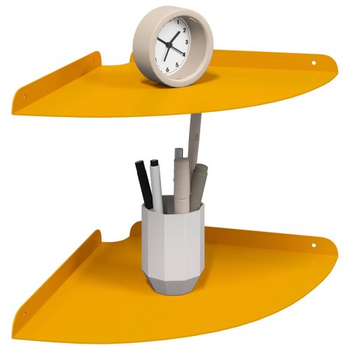 Svævende hylde med hylde 2 stk Sennepsgul 30 x 30 x 2 cm