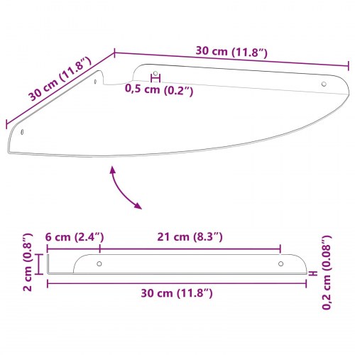 Svævende hylde med hylde 2 stk Sennepsgul 30 x 30 x 2 cm