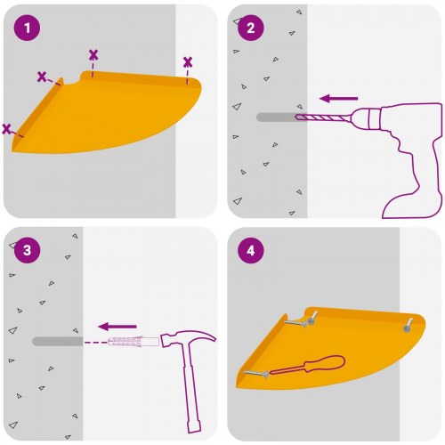Svævende hylde med hylde 2 stk Sennepsgul 30 x 30 x 2 cm