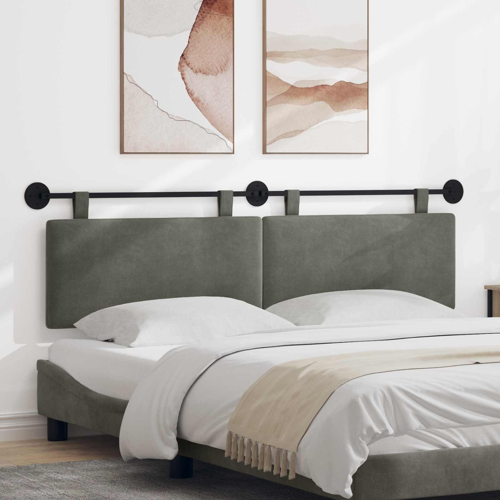 Hængende sengegavl i velour - rektangulær, vægmonteret 190 × 55 cm